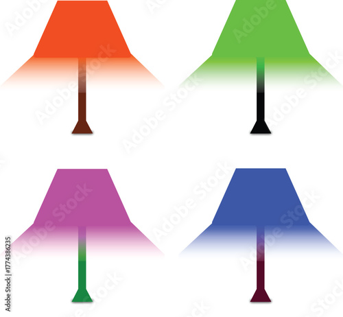 Tabil lamps, Sado Effect, Orange, green, blue and purple table lamps