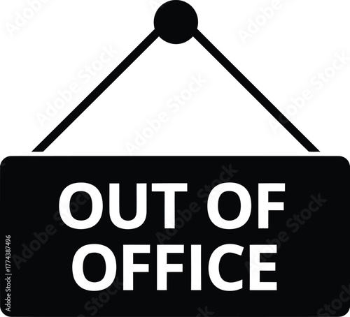 Out of office sign hanging on a string