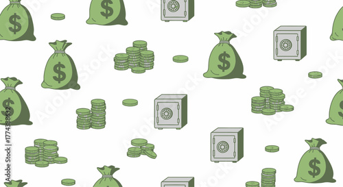 Money bags and safes pattern.