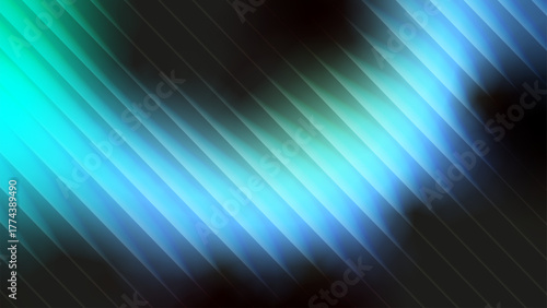 Abstract gradient of blue cyan color refracted strips of glass effect. Trendy ribbed texture for modern futuristic technology backgrounds, banners, posters, headers, covers, presentations. Vector