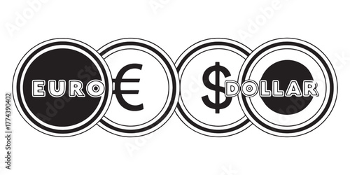 Global currency exchange icon, Euro and Dollar symbols, financial business and investment concept, modern money transfer, banking service for international trade