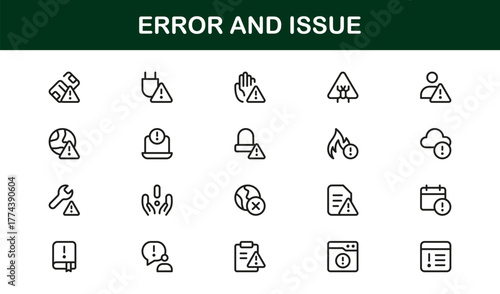 Error and Issue Icon illustrating alerts, system faults, and problem resolution in technology