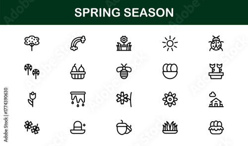 Spring Season Icon representing blooming nature, growth, and the freshness of environmental renewal