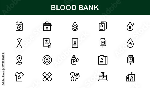 Blood Bank Icon representing healthcare, donation, and medical storage for emergency use