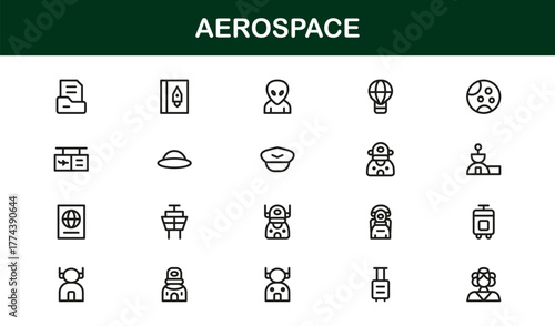 Aerospace Icon showing modern aircraft, orbital systems, and innovative space technology