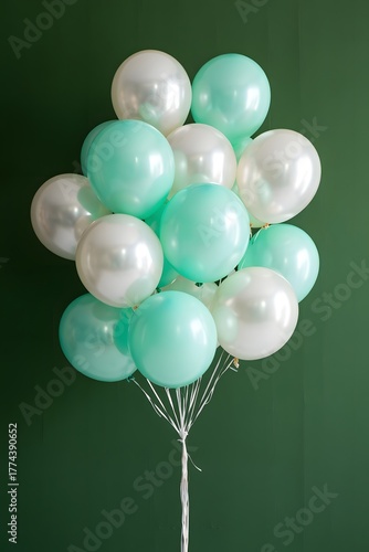 Bunch of balloons against a green background for celebration and decoration ideas