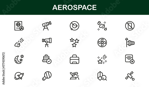 Aerospace Icon representing aviation, spacecraft, and advanced aeronautical engineering technology