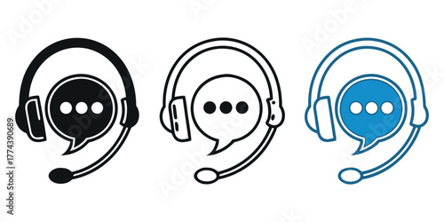 Professional headset icon for customer service or communication needs, perfect for websites, presentations or digital marketing materials, scalable vector graphic