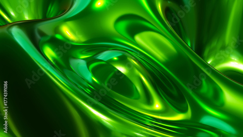 Liquid green chrome waves b...