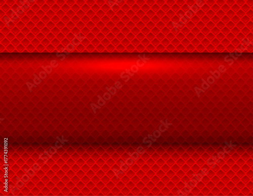 Red abstract background, soft satin with holes pattern and a banner in the mi...