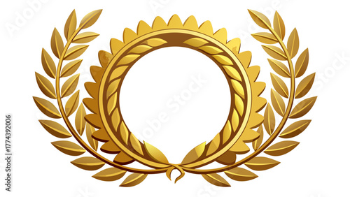 Golden laurel wreath award frame with empty center