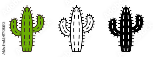 Desert cactus isolated vector art illustration