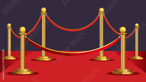 Golden stanchions and red carpet for vip event