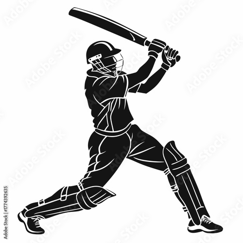 cricket player vector illustration