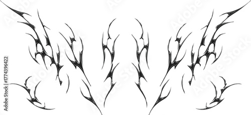 3d chrome metal of y2k tribal sigilism heart tatto. Flame shape in liquid mercury. 3d illustration of abstract neo tribal cyber sigil metallic melted modern burn form, design element. 3D Illustration