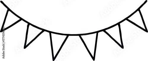 Festive hand drawn colorful bunting flags celebrating a special occasion