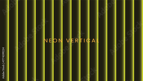 Yellow neon vertical lines abstract pattern isolated on white background