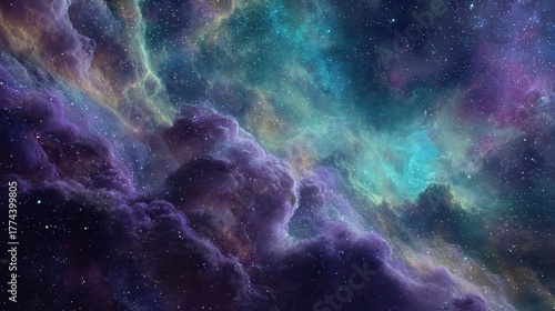colorful nebula clouds, cosmic dust, deep space fantasy background 