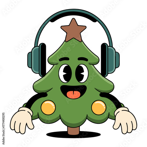christmas tree with headphones 