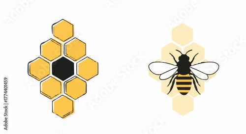 Honey Bee and Honeycomb Graphic Icons Sweet Natural Design Elements for Your Creative Projects