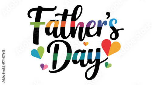 Fathers day colorful text and hearts celebration design