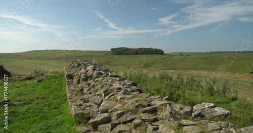 Hadrian's Wall - Aerial View - England, Northumberland, Melkridge, United Kingdom
