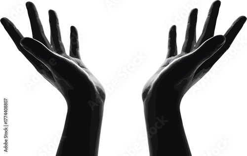open hands reaching upwards against a bright clear background symbolizing hope and prayer.