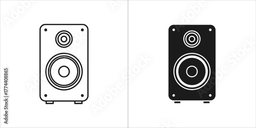 Line art and silhouette of a speaker