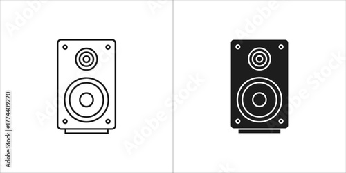Speaker, black and white outline and solid fill versions