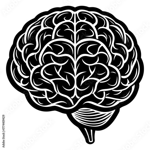 Human Brain Line Art Vector. Minimalist Anatomy Illustration. Medical and Science Concept Design.
