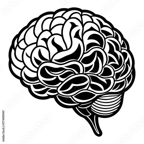 Human Brain Line Art Vector. Minimalist Anatomy Illustration. Medical and Science Concept Design.
