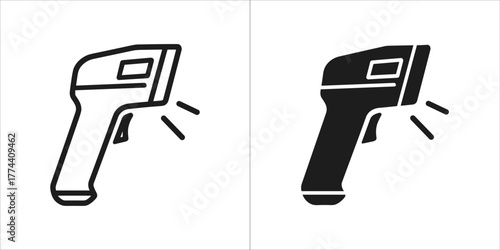 Infrared thermometer icon, outline and solid fill