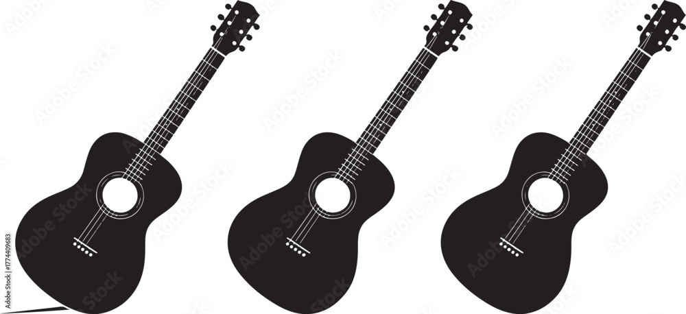 Fototapeta premium acoustic guitars lined up ready for music creation and performance