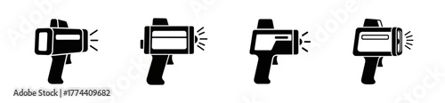 Four black and white radar gun icons in a row.
