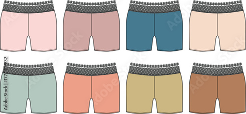 Set of colorful shorts design for fashion apparel, a collection of summer garment illustrations