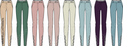 Collection of tailored trousers in a spectrum of fashionable colors