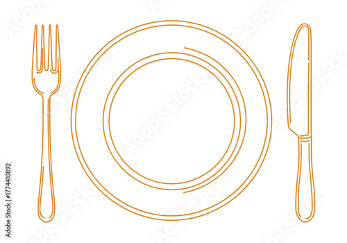 Plate Fork Knife Food Icon.
