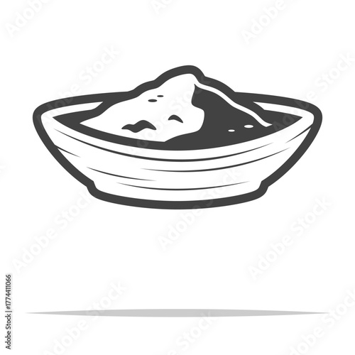 Bowl of salt outline icon transparent vector isolated