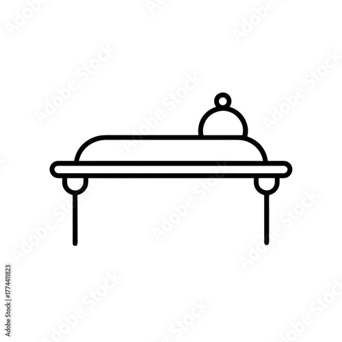 Illustration of a bed with a round object on top on transparent background