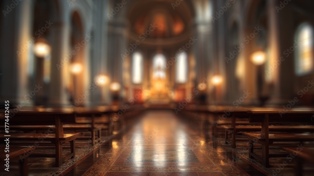 Obraz premium Abstract blurred background of a church interior