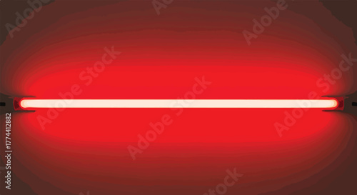 Glowing red neon light tube bright illumination effect modern technology background