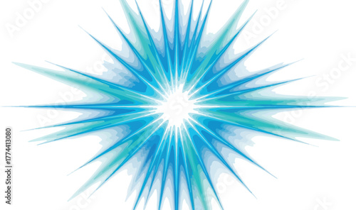 Abstract blue starburst vector illustration bright light effect design element isolated on white bac