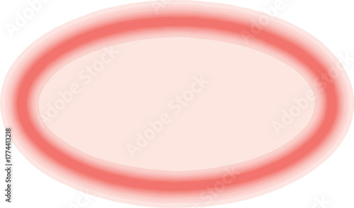 Red oval shape with a glowing border simple vector graphic element isolated on white background