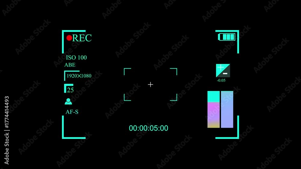 Video recoding camera screen template with video parameters, Vertical ...