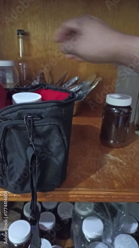 opening a jar of honey to sweeten coffee