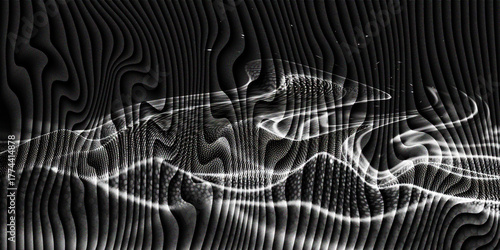Abstract Black and White Wavy Light Patterns background texture