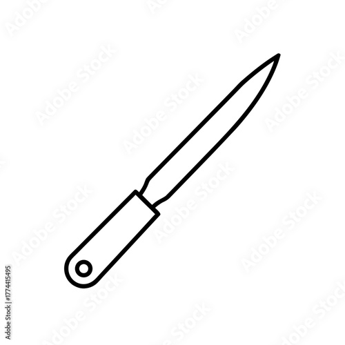 Isolated outline drawing of a single nail file tool on transparent background