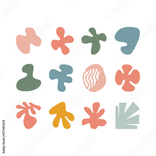 Colorful abstract shapes arranged in a playful pattern for modern decor inspiration