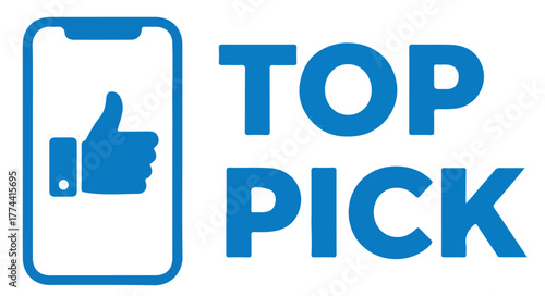 "Popular Choice" Blue Ribbon Badge with Thumbs Up Icon. Best-Selling, Recommended and Top Rated Symbol.