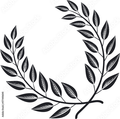 Elegant floral line art vector illustration featuring botanical design elements with leaves and blossoms, useful for invitations, logos, and decorative frames